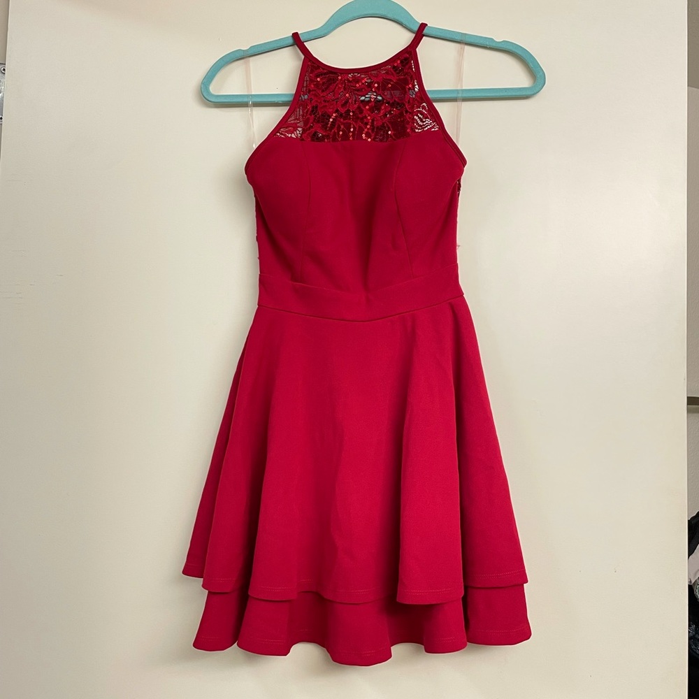Emerald sundae red sequin party dress